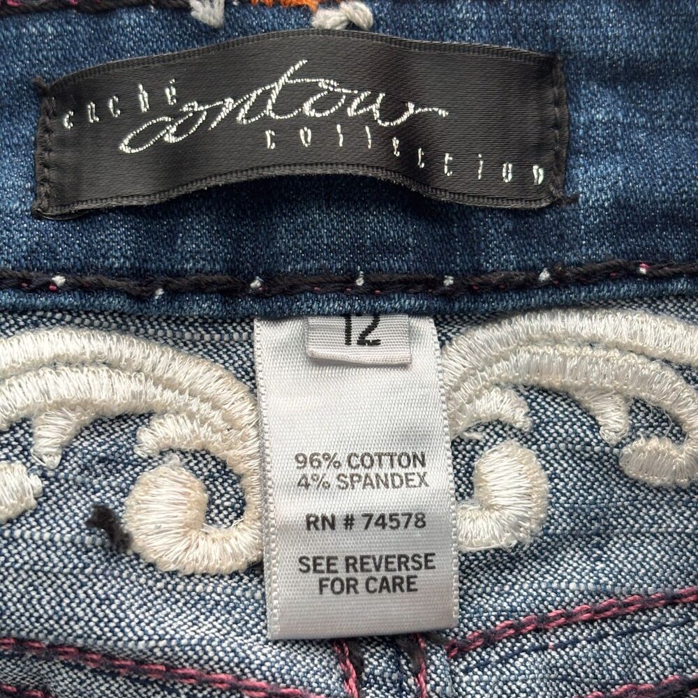 Cache Contour Collection Women Jeans Vintage Y2K Thick Stitch Flare Size 12 M261 - Picture 9 of 10